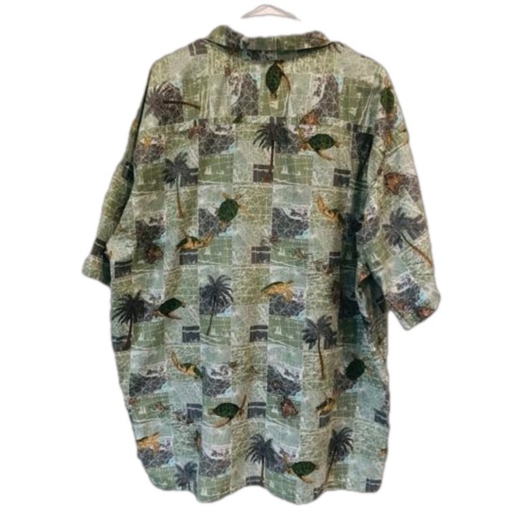 Tori Richard Size 3XL green button front sea turtle themed shirt. Made in USA - Picture 2 of 10